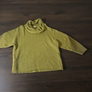 CHICOS Green Short Sleeve Cowl Neck Sweater Knit Top Size 3